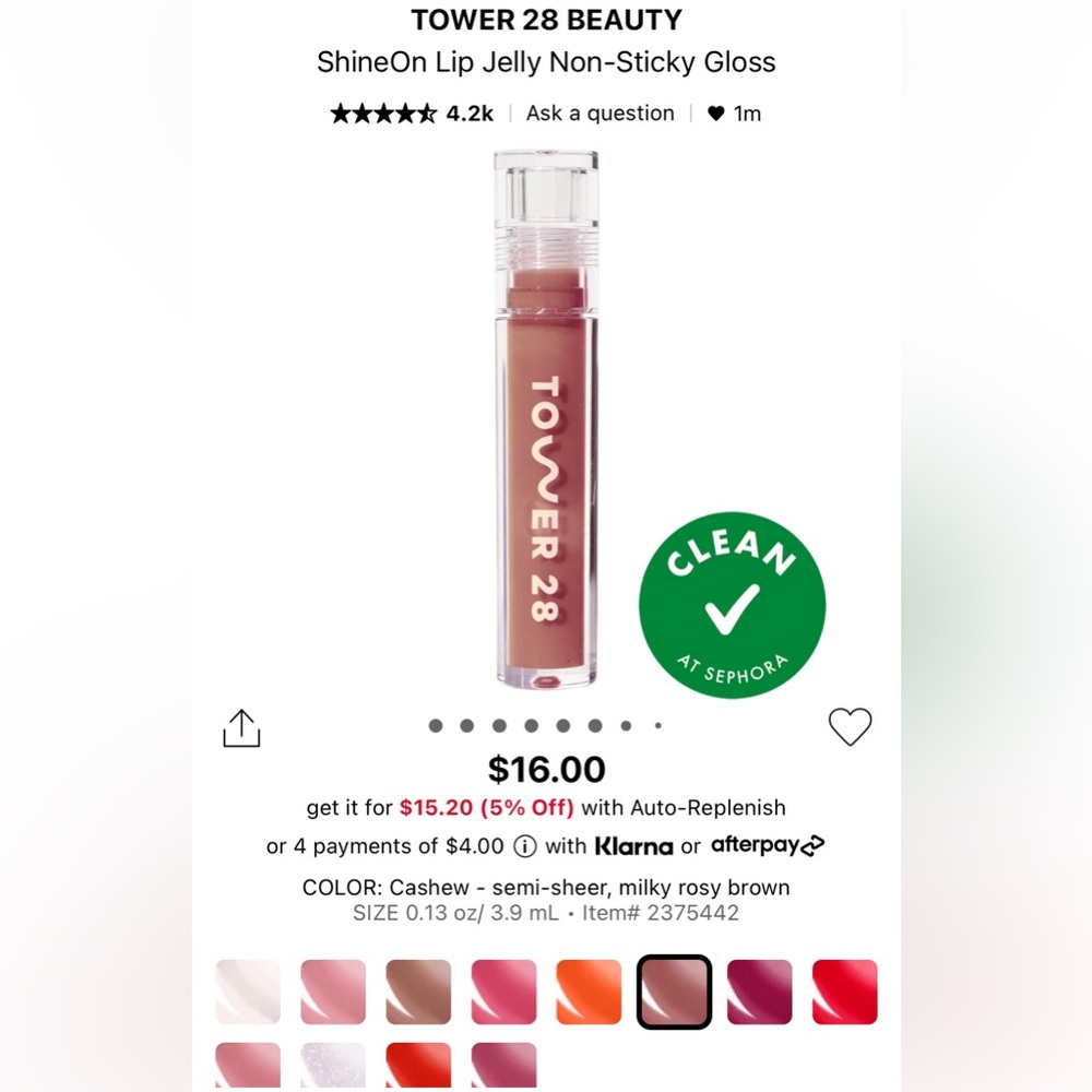 Tower 28 ShineOn Lip Jelly in Cashew